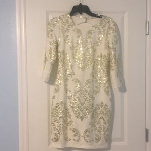 B.Darlin White Gold Sequined Homecoming dress
